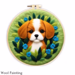 Wool Painting Hund 20x20