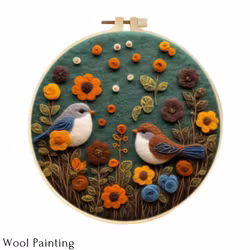 Wool Painting Småfåglar 20x20