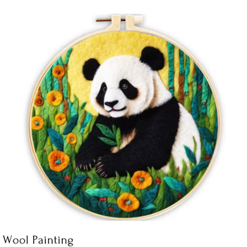 Wool Painting Panda 20x20