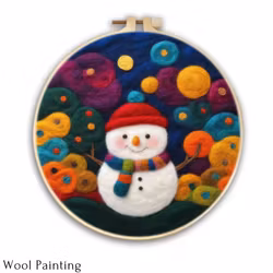 Wool Painting Snowman 20x20