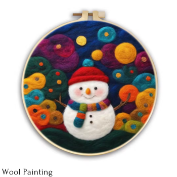 Wool Painting Snowman 20x20