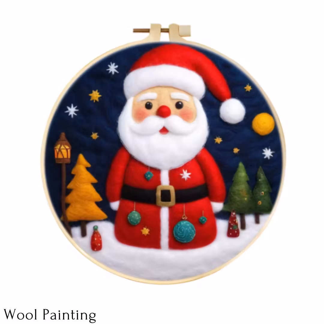 Wool Painting Santa 20x20