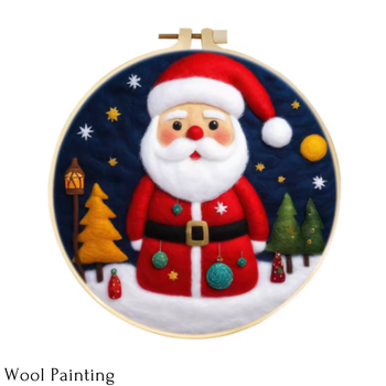 Wool Painting Santa 20x20