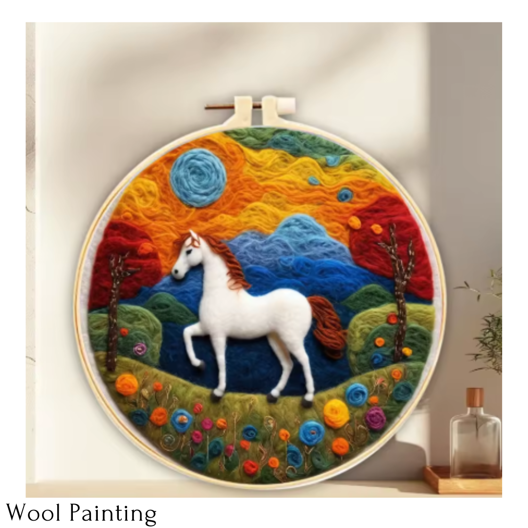 Wool Painting Häst 20x20