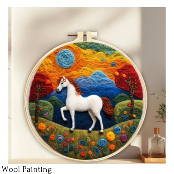 Wool Painting Häst 20x20