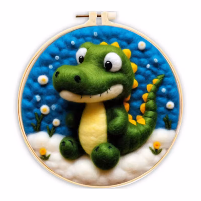 Wool Painting Krokodil 20x20