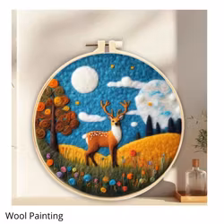 Wool Painting Hjort 20x20