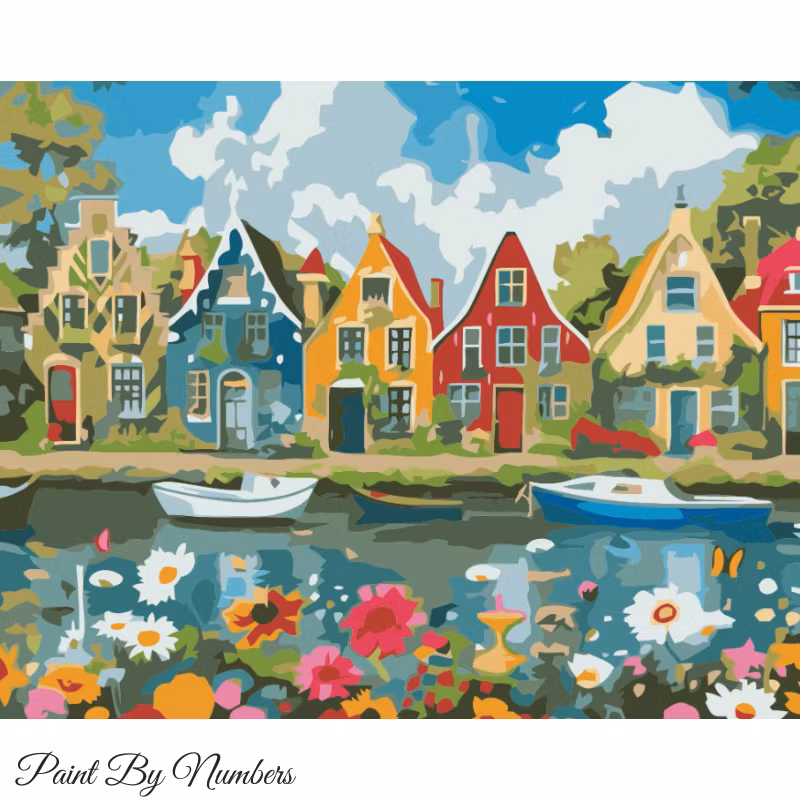 Paint By Numbers River Houses 40x50