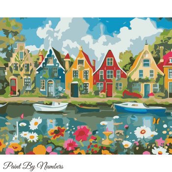 Paint By Numbers River Houses 40x50