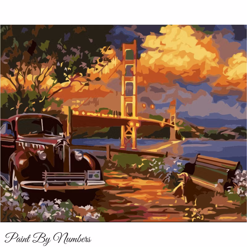 Paint By Numbers Sunset Bridge 40x50
