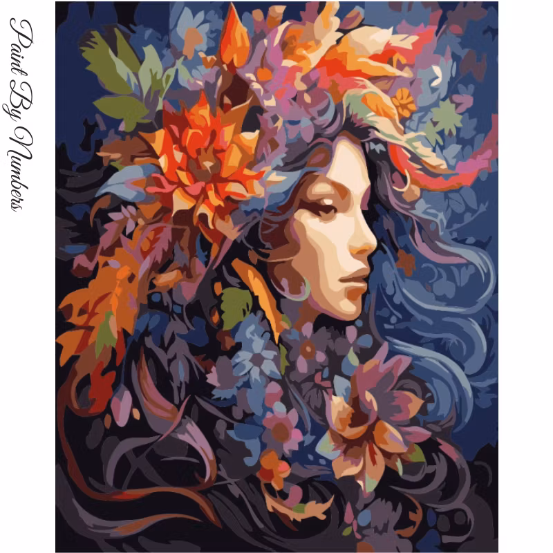 Paint By Numbers Woman Color Flower 40x50