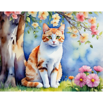 Diamanttavla Katt Under Bllomsterträd 40x50 - REA