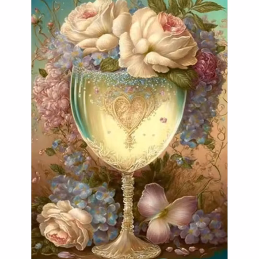 Diamanttavla Bägare Blommor 40x50