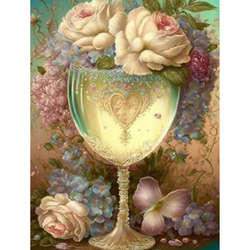 Diamanttavla Bägare Blommor 40x50