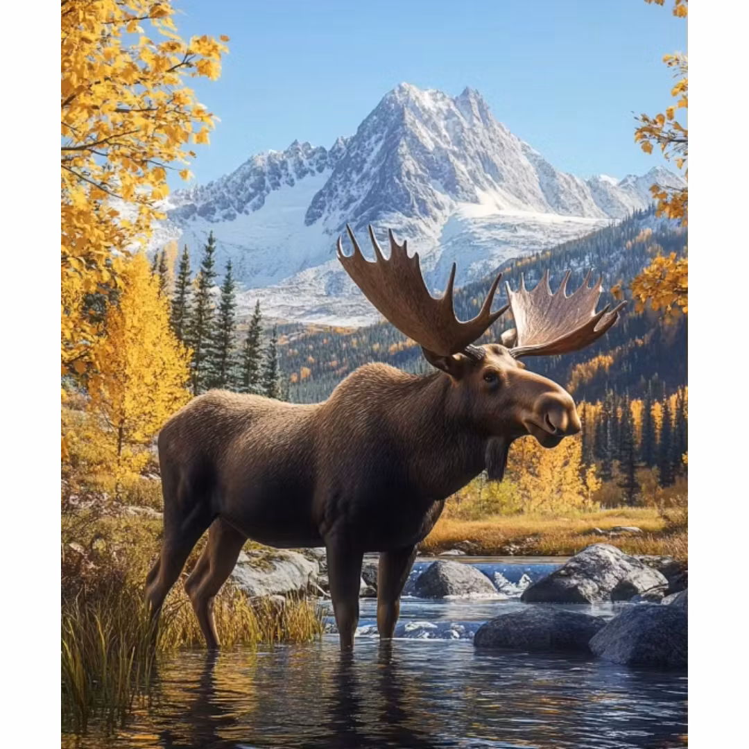 Diamanttavla Älg Bergslandskap 40x50