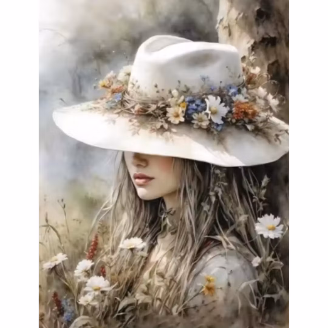 Diamanttavla Woman Flowers 40x50