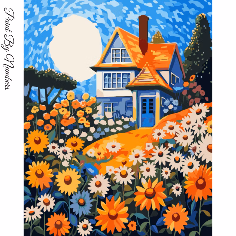 Paint By Numbers House Flowergarden 40x50