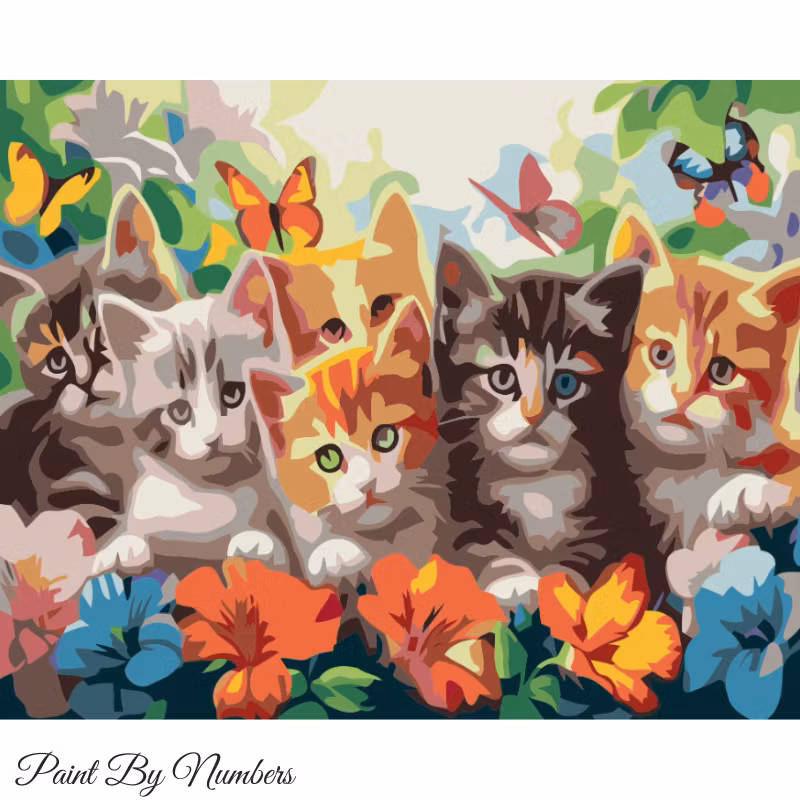 Paint By Numbers Kittens Butterflies 40x50