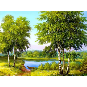 Diamanttavla Björkar Vid Å 40x50