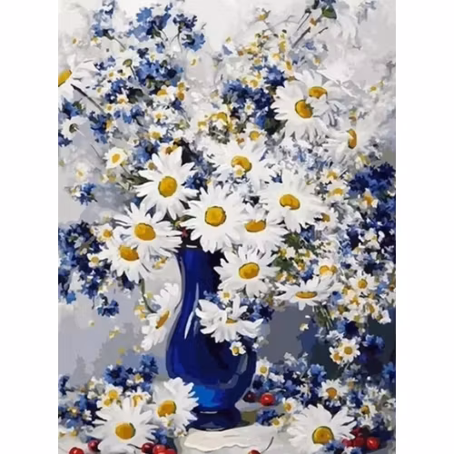 Diamanttavla Prästkragebukett 40x50