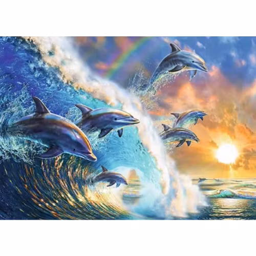 Diamanttavla Dolphins Waves 40x50