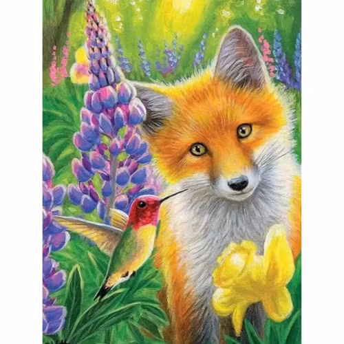 Diamanttavla Fox And Bird 40x50