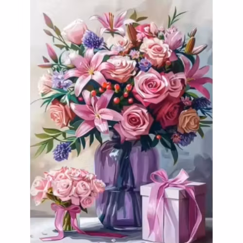 Diamanttavla Gift Flowers 40x50