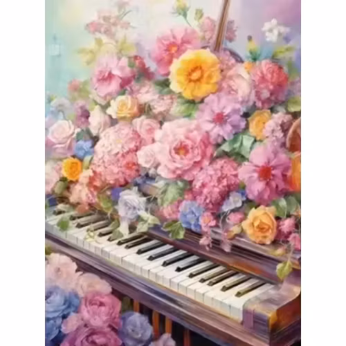 Diamanttavla Floral Piano 40x50