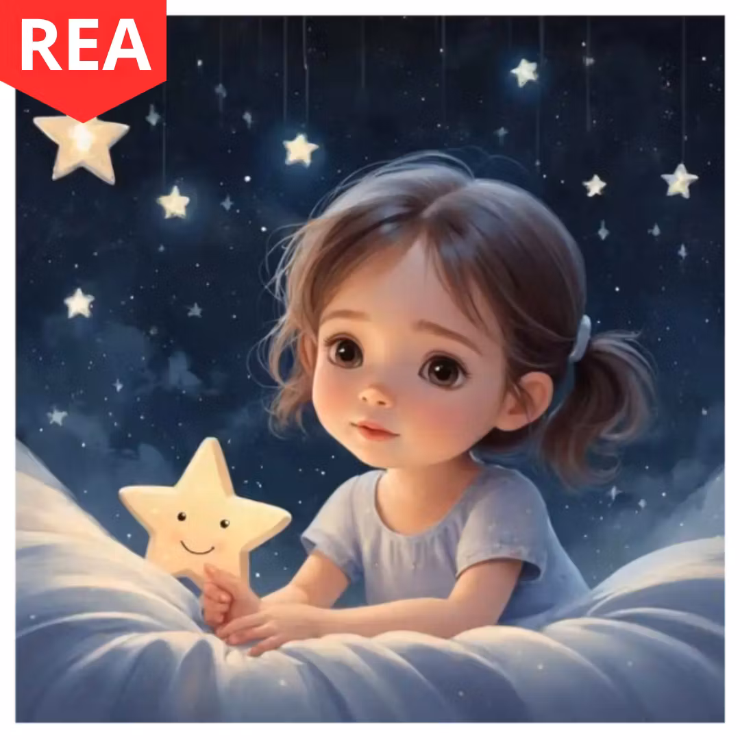 Diamanttavla Flicka Med Stjärnor 40x40 -REA