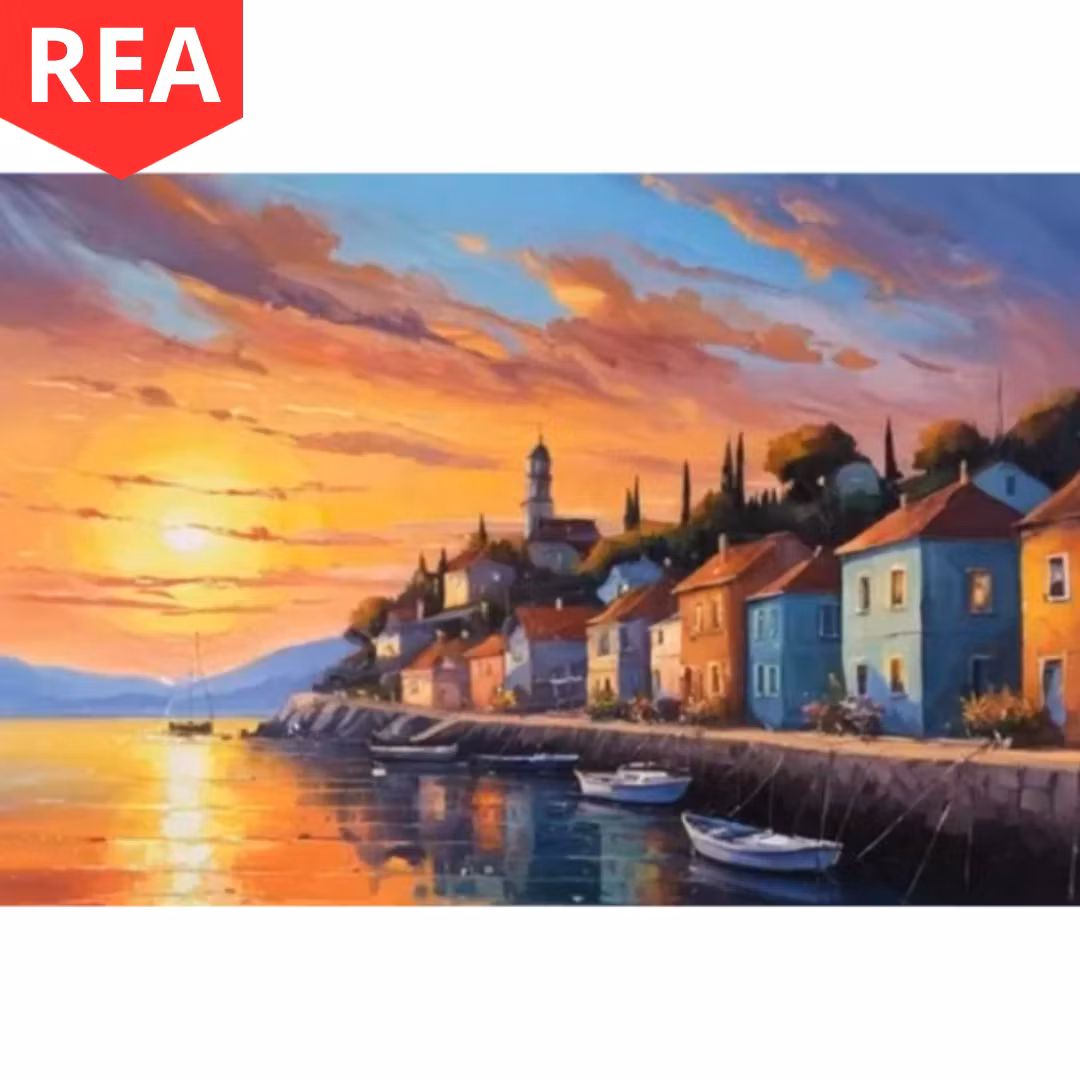Diamanttavla Stad Vid Havet 40x50 - REA
