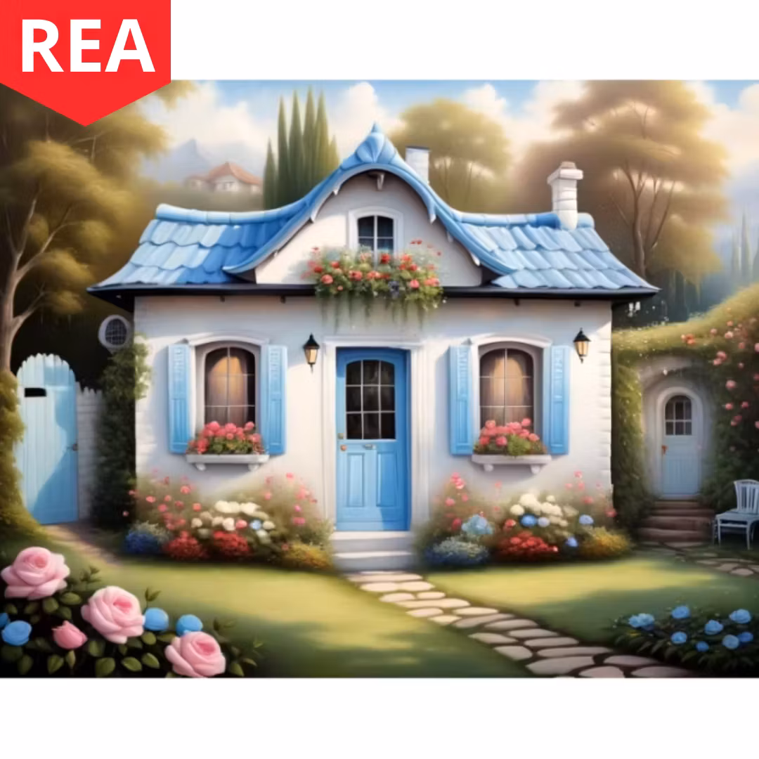 Diamanttavla Liten Stuga 40x50 -REA