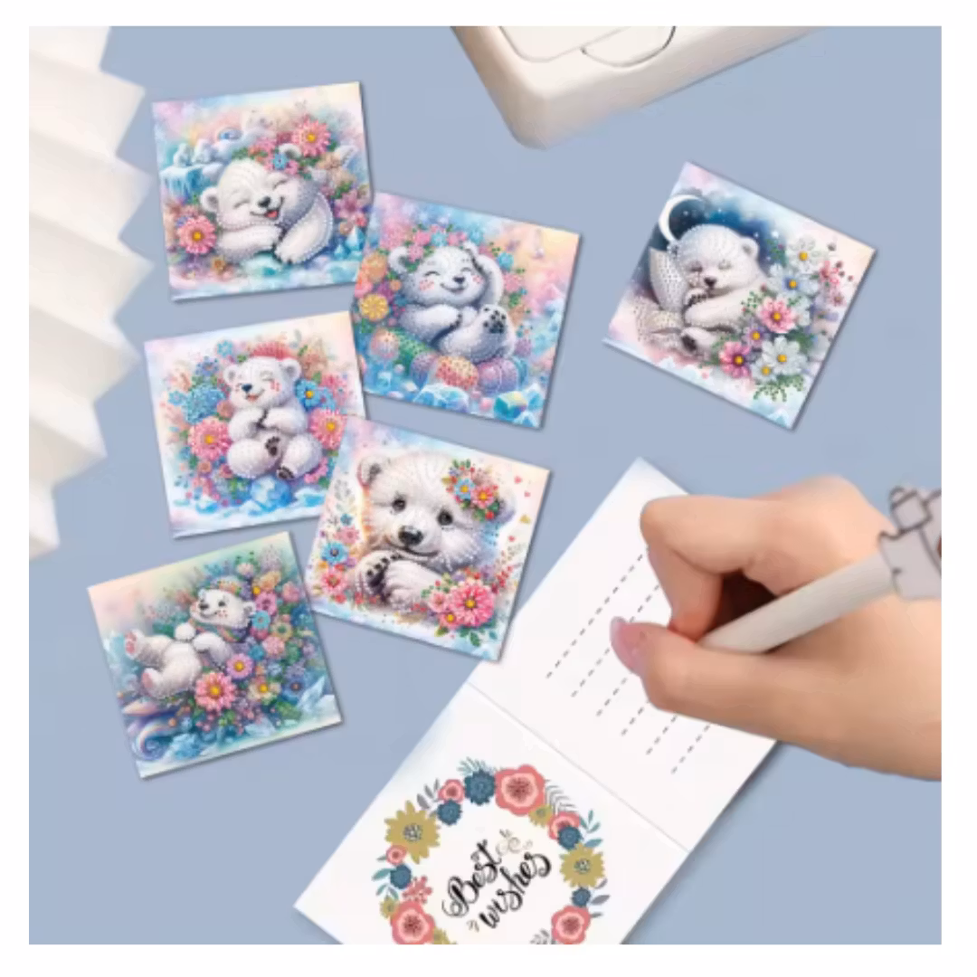 Diamond Painting Kort 6-Pack Isbjörnar