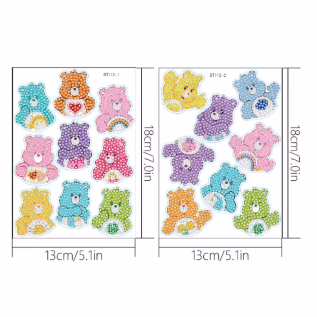 Diamond Painting Stickers Kramiga Björnar 17-Pack