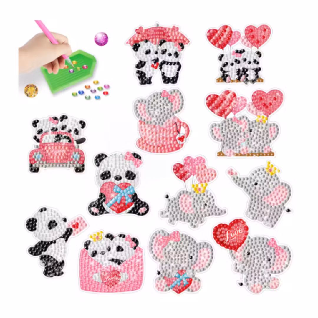 Diamond Painting Stickers Panda Och Elefant 12 st