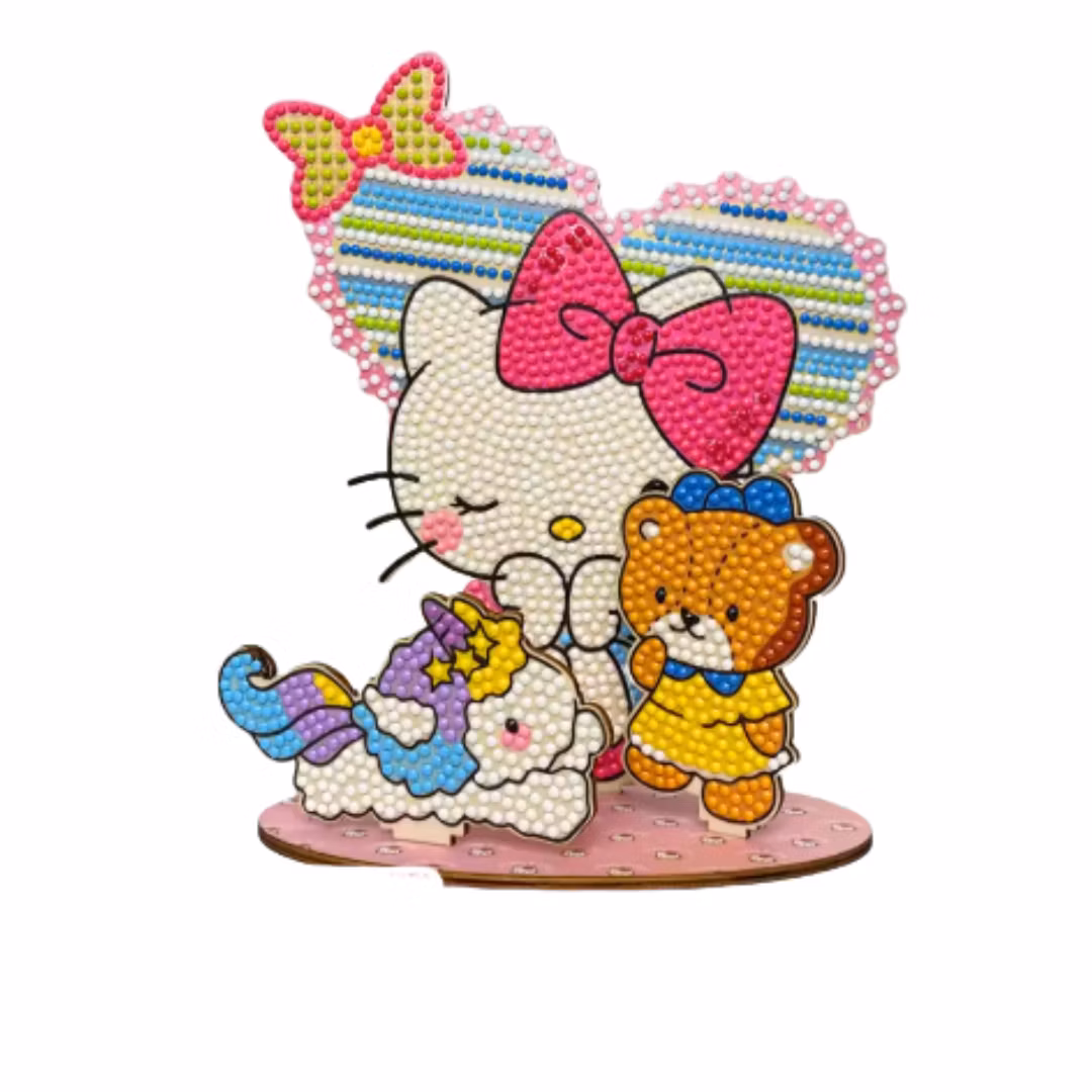 Diamond Painting Borddekoration Hello Kitty Med Vänner 20 cm