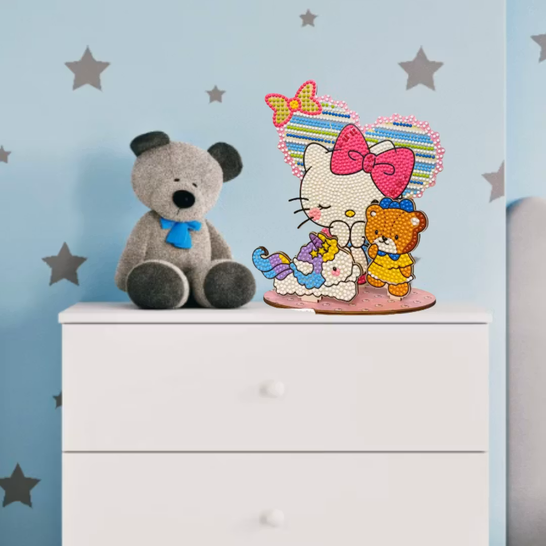 Diamond Painting Borddekoration Hello Kitty Med Vänner 20 cm