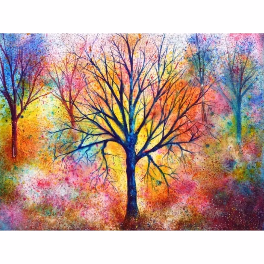 Diamanttavla Color Trees 40x50