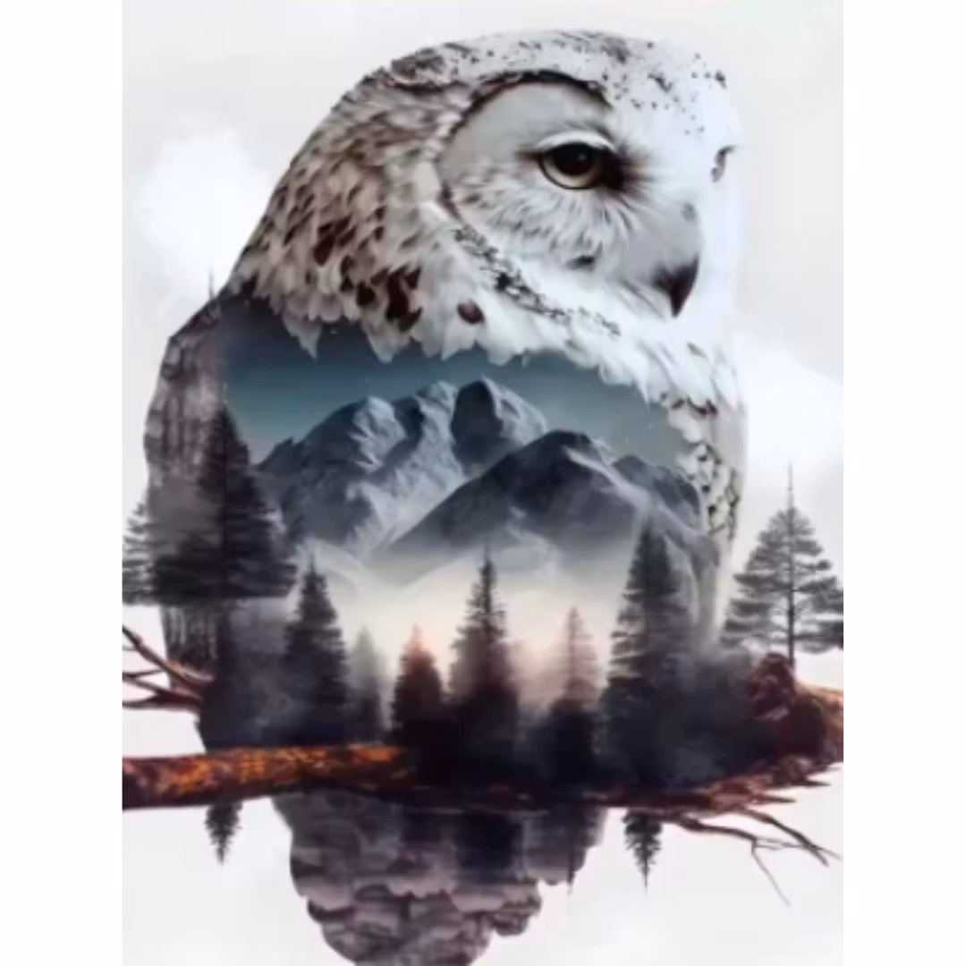 Diamanttavla Owl Nature 40x50