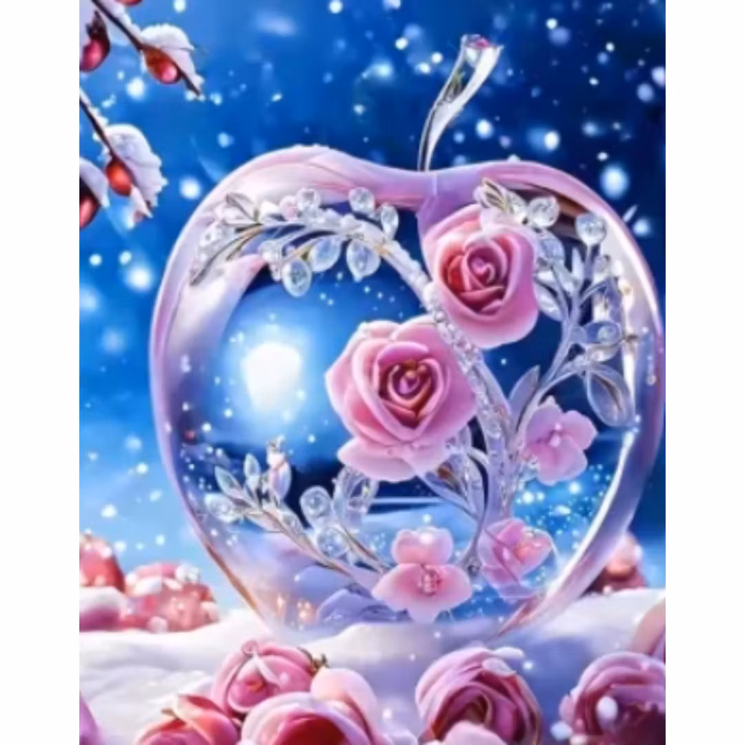 Diamanttavla Frozen Apple Roses 30x40