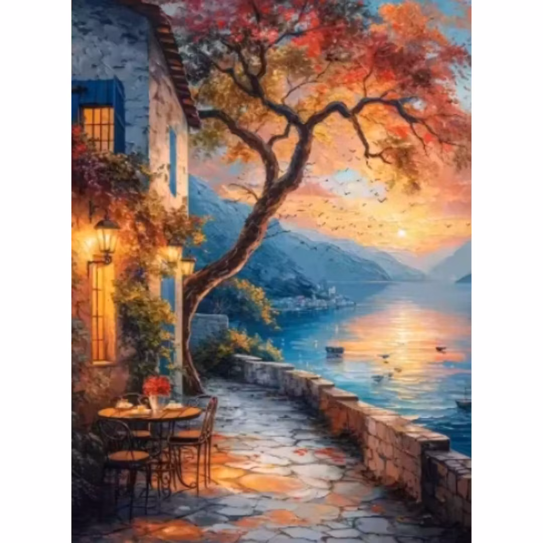 Diamanttavla Sunset Terass 40x50