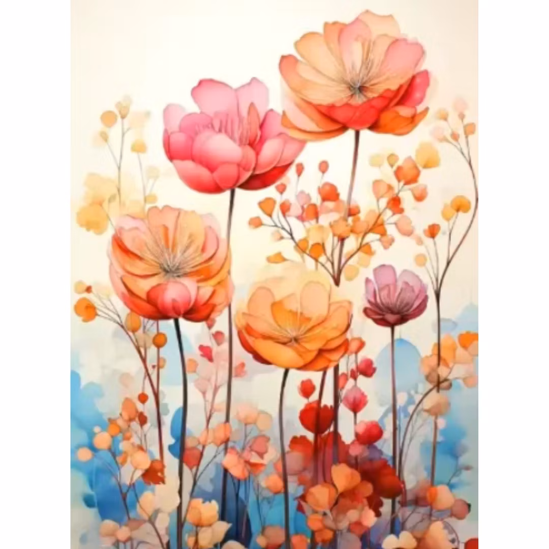 Diamanttavla Poppy Flowers 30x40