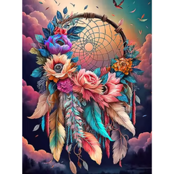 Diamanttavla Dreamcatcher Flowers (Runda Pärlor)  40x50