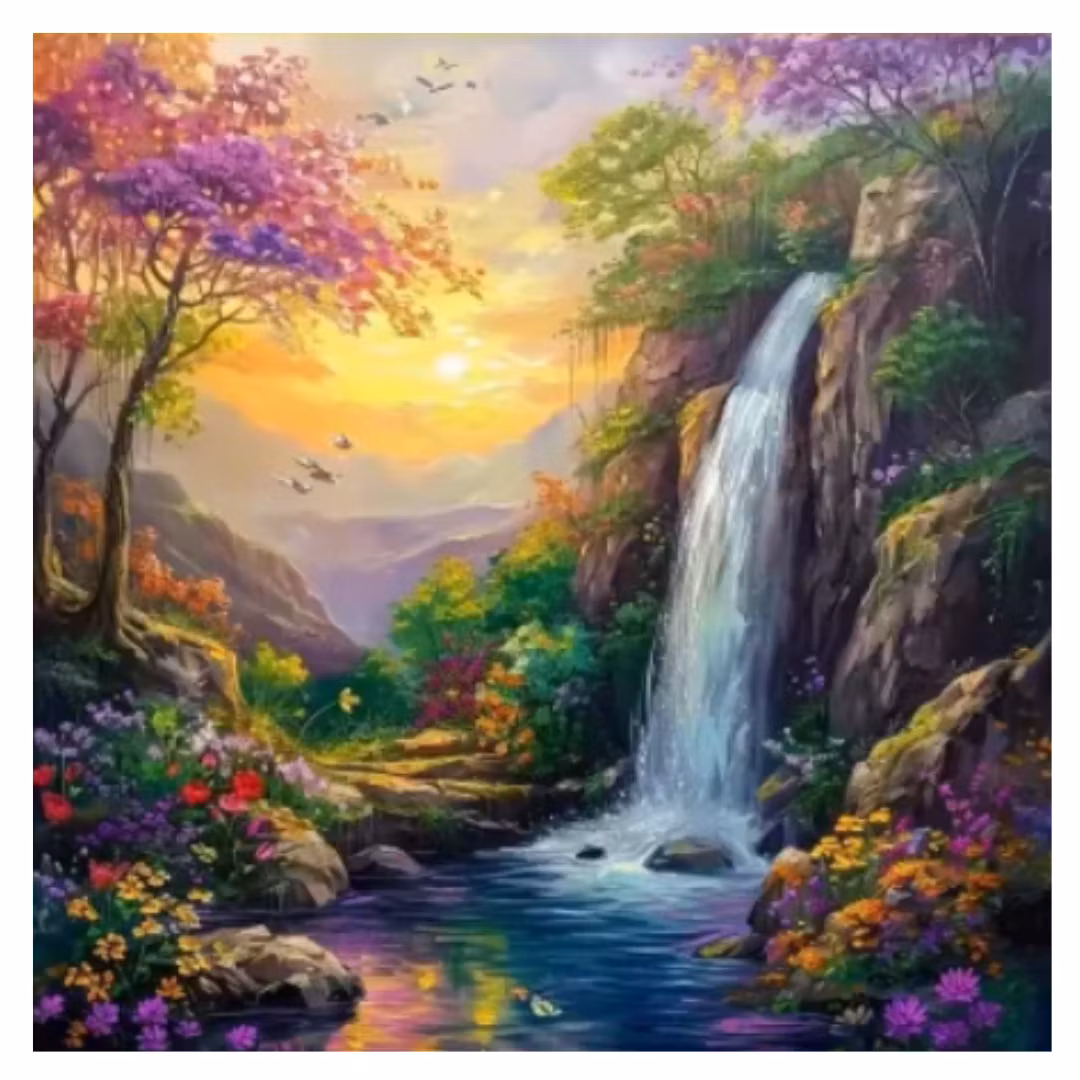 Diamanttavla Vackert Vattenfall 50x50