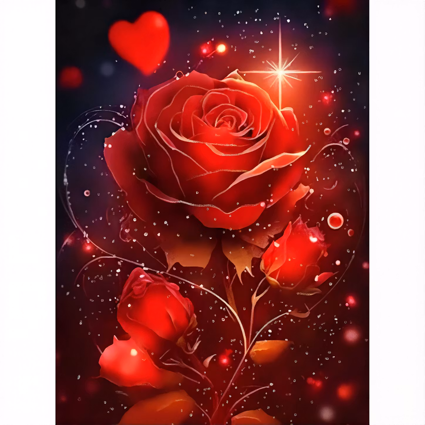 Diamanttavla Red Sparkling Rose 40x50 - Leverans v. 26-27