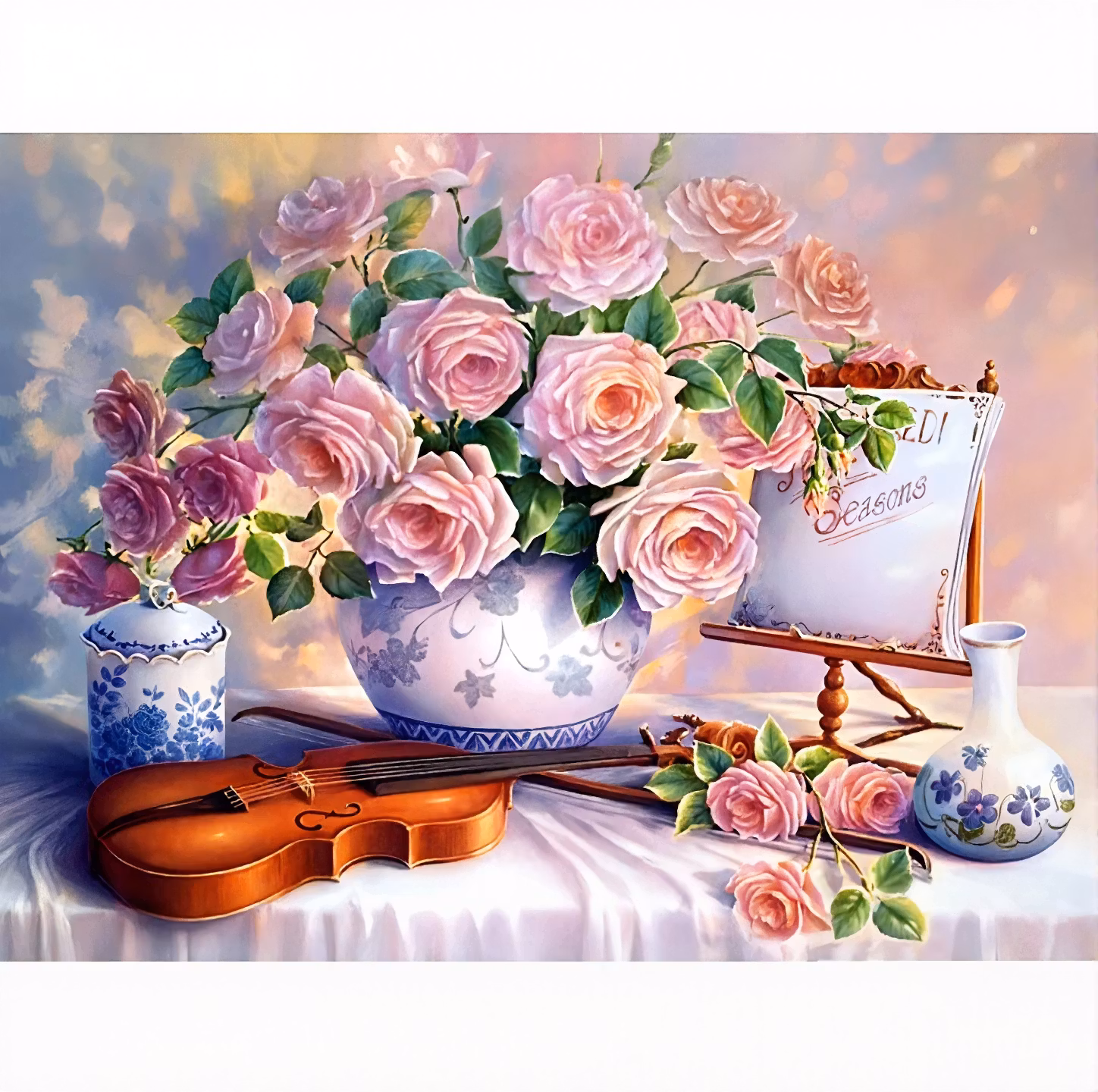 Diamanttavla Violin And Flowers 40x50