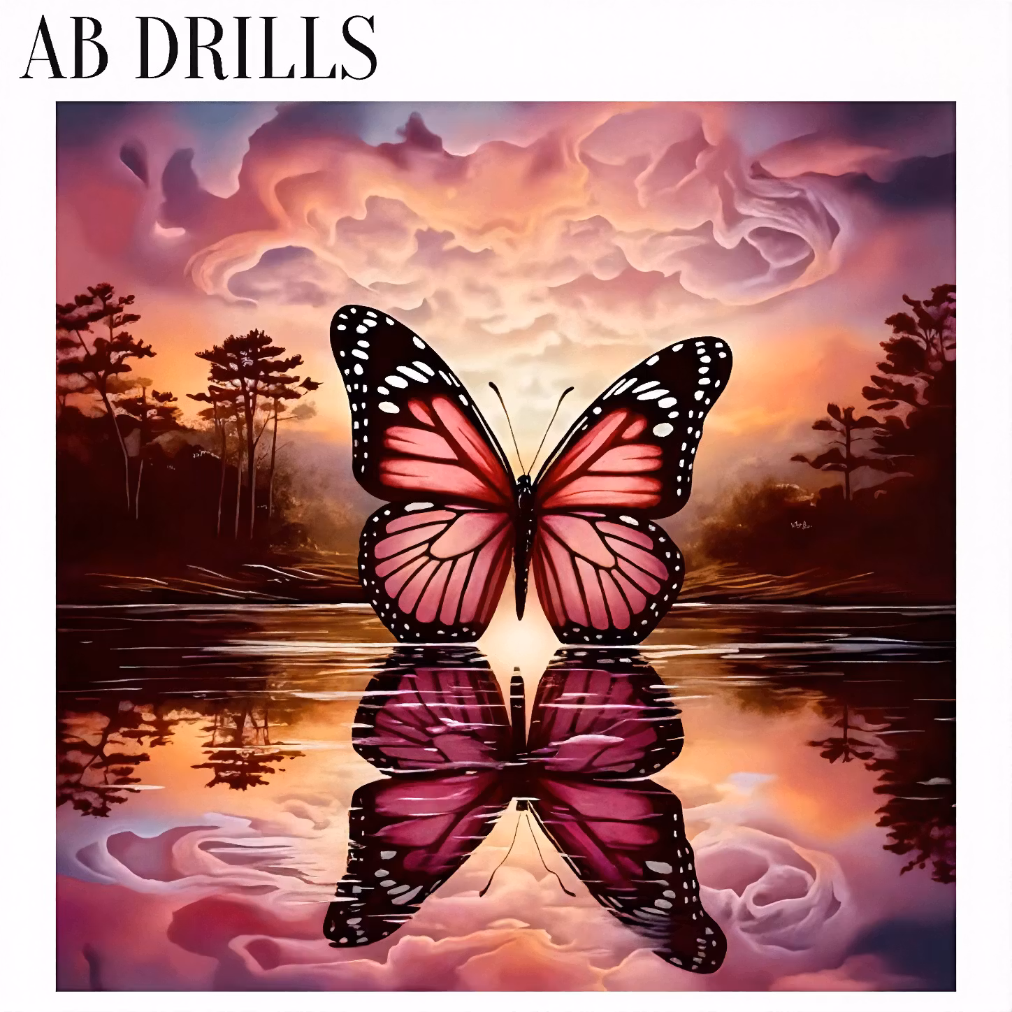 Diamanttavla AB Drills Fjäril Spegelbild 40x40 - Lev v. 26-27