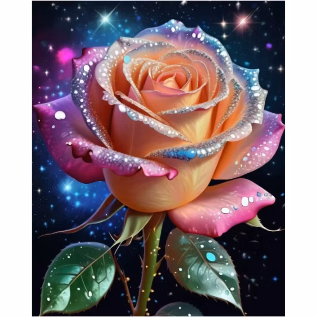 Diamanttavla Sparkling Rose 40x50 (Runda)