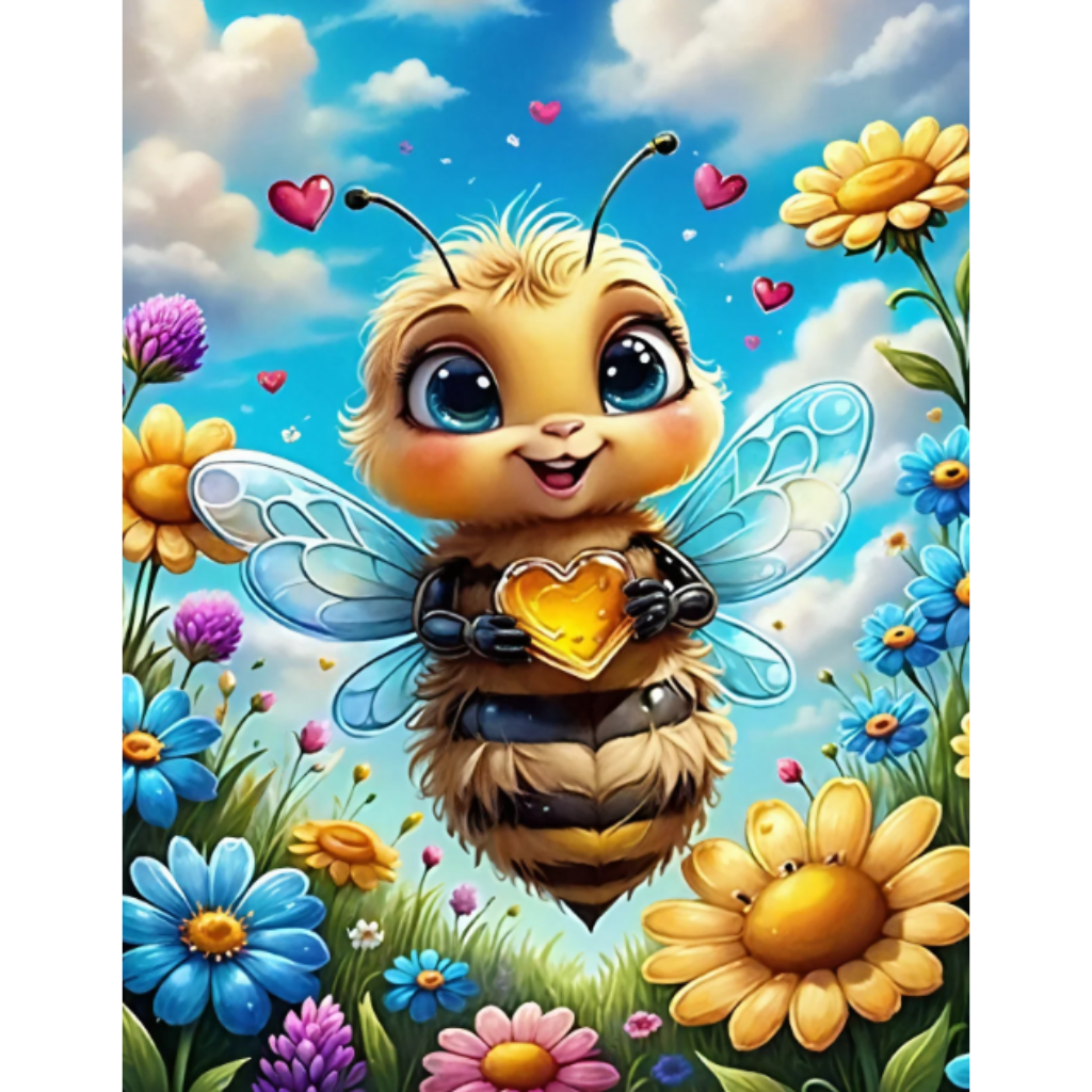 Diamanttavla Lovely Bee 30x40 - Leverans v. 28