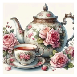 Diamanttavla Tea And Roses 50x50
