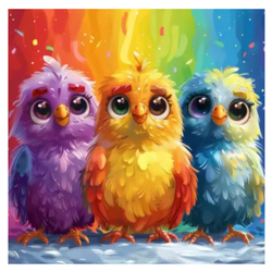 Diamanttavla Color Owls 40x40